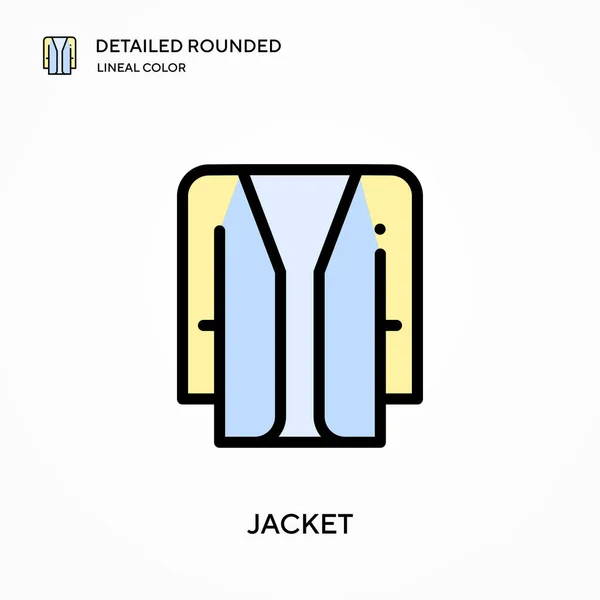 Chaqueta Detallada Redondeada Icono Vector Color Lineal Plantilla Diseño Símbolo — Archivo Imágenes Vectoriales