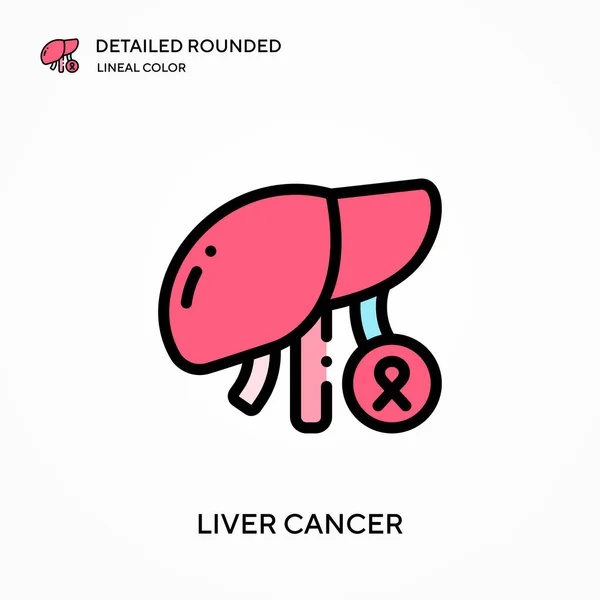 Cáncer Hígado Detallado Icono Vector Color Lineal Redondeado Plantilla Diseño — Archivo Imágenes Vectoriales