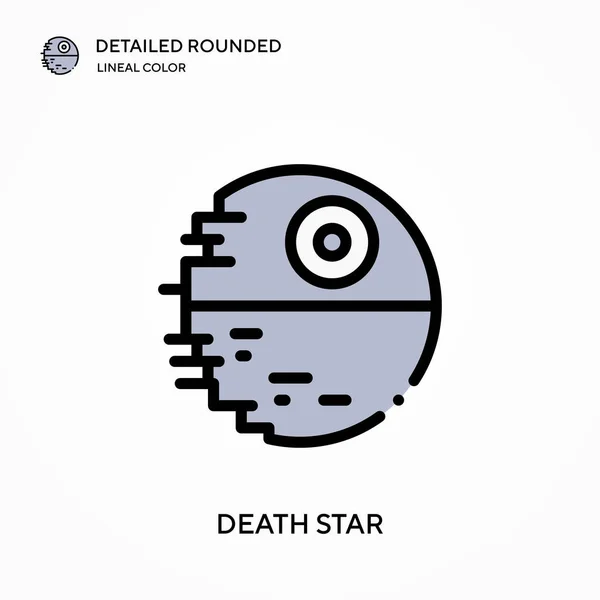 Estrella Muerte Detallado Icono Vector Color Lineal Redondeado Plantilla Diseño — Vector de stock