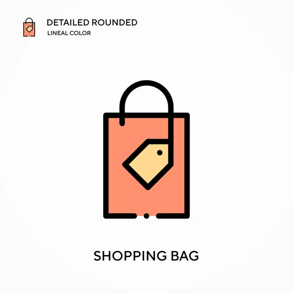 Shopping Bag Detailed Rounded Lineal Color Vector Icon Illustration Symbol — Stock Vector