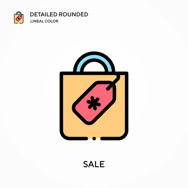 Sale Detailed Rounded Lineal Color Vector Icon Illustration Symbol Design — Stock Vector