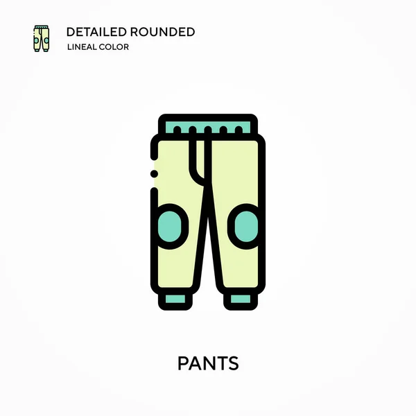 Pantalones Detallados Redondeados Icono Vector Color Lineal Plantilla Diseño Símbolo — Archivo Imágenes Vectoriales