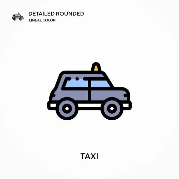 Taxi Detallado Redondeado Icono Vector Color Lineal Plantilla Diseño Símbolo — Vector de stock