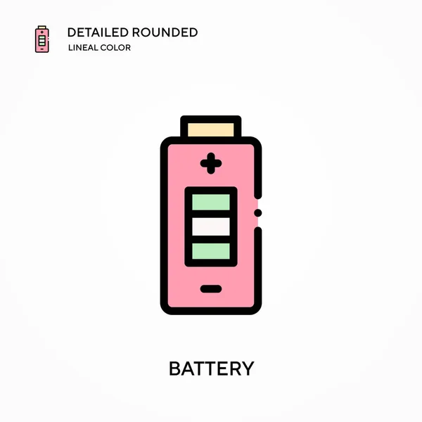 Batterie Detaillierte Gerundete Lineare Farbvektorsymbol Illustration Symbol Design Vorlage Für — Stockvektor
