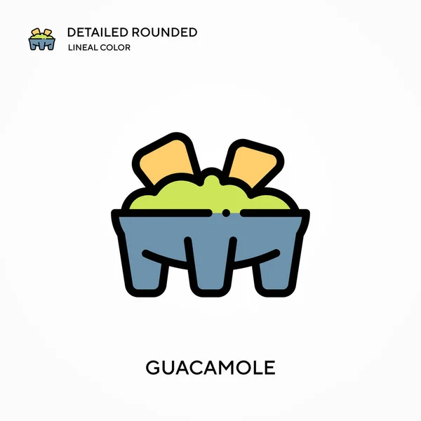 Guacamole Λεπτομερή Στρογγυλεμένο Γραμμικό Χρώμα Διάνυσμα Εικονίδιο Εικονογράφηση Πρότυπο Σχεδιασμού — Διανυσματικό Αρχείο
