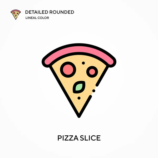 Rebanada Pizza Detallada Redondeado Icono Vector Color Lineal Plantilla Diseño — Archivo Imágenes Vectoriales