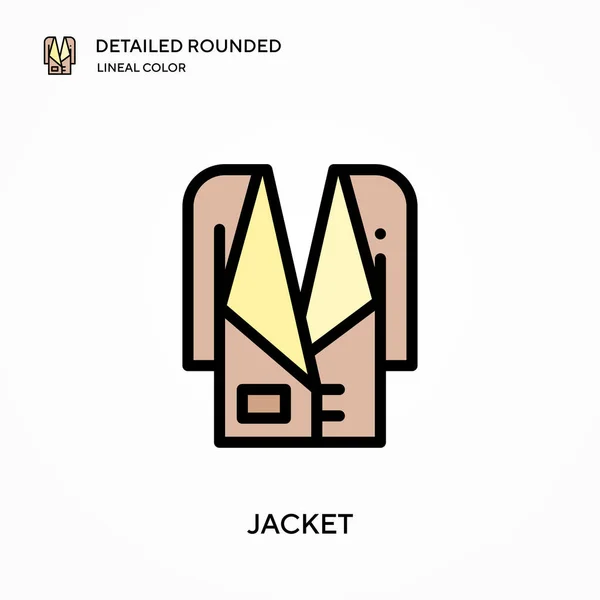 Chaqueta Detallada Redondeada Icono Vector Color Lineal Plantilla Diseño Símbolo — Archivo Imágenes Vectoriales