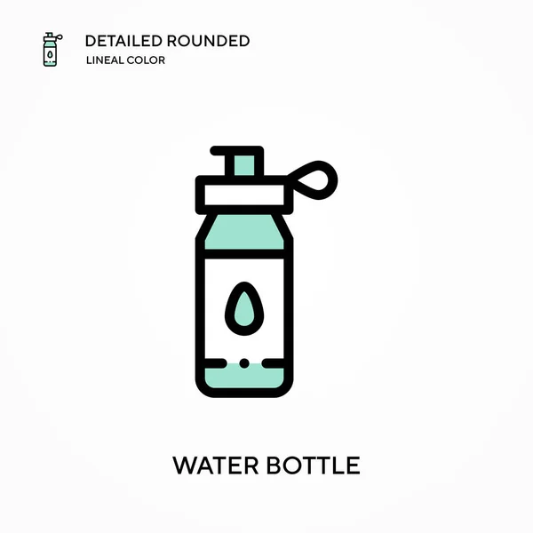 Botella Agua Detallada Redondeado Icono Vector Color Lineal Plantilla Diseño — Vector de stock