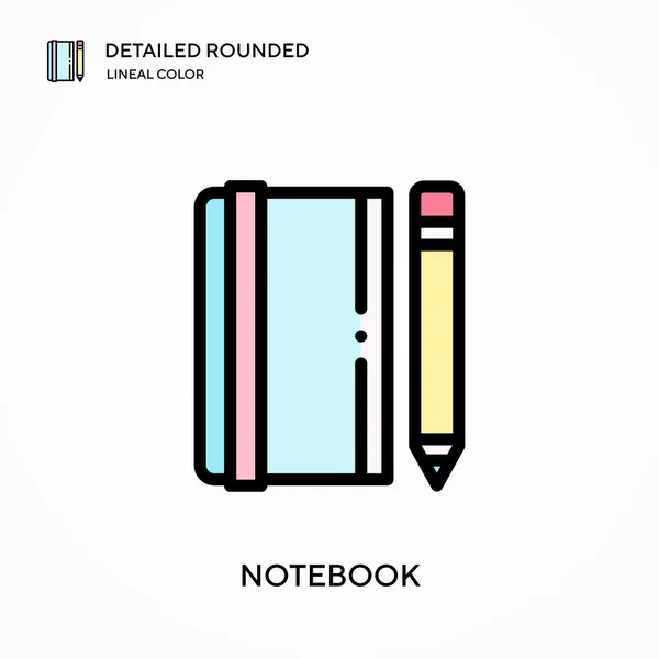 Cuaderno Detallado Redondeado Icono Vector Color Lineal Plantilla Diseño Símbolo — Vector de stock