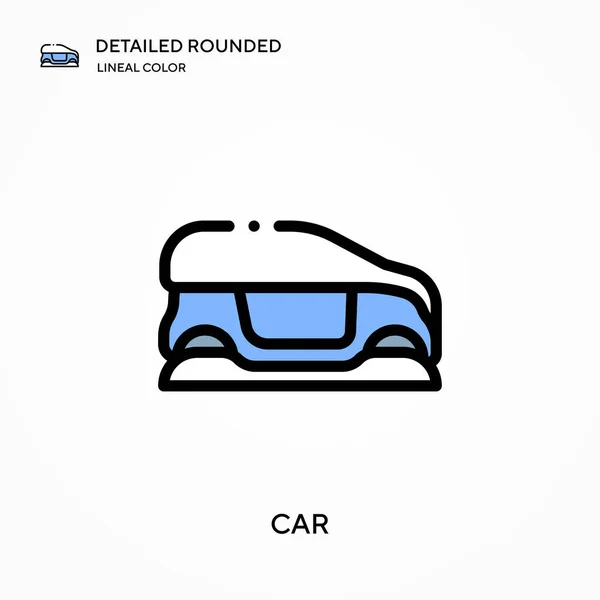 Coche Detallado Redondeado Icono Vector Color Lineal Plantilla Diseño Símbolo — Vector de stock