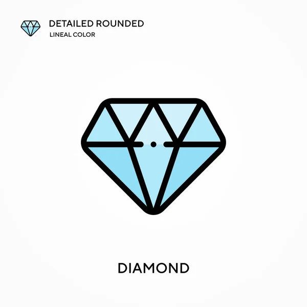 Diamante Detallado Redondeado Icono Vector Color Lineal Plantilla Diseño Símbolo — Vector de stock