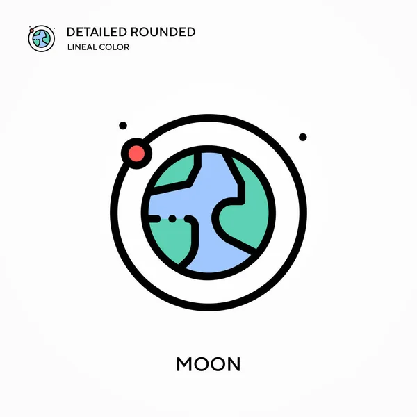 Hold Részletes Lekerekített Lineáris Szín Vektor Ikon Illusztráció Szimbólum Design — Stock Vector
