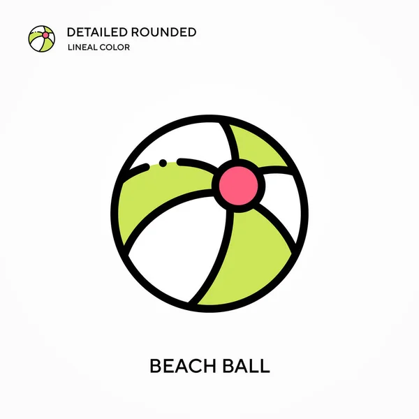 Beach Ball Detailed Rounded Lineal Color Vector Icon Illustration Symbol — Stock Vector