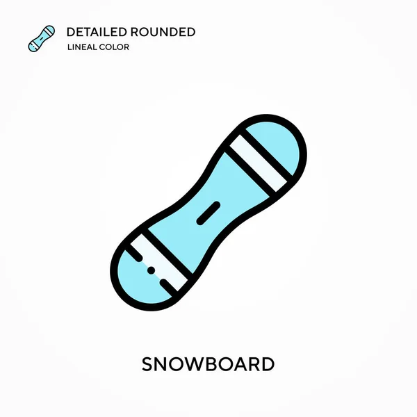 Snowboard Szczegółowe Zaokrąglone Linii Kolor Wektor Ikona Wzór Symbolu Ilustracji — Wektor stockowy