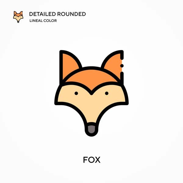 Fox Detallado Redondeado Icono Vector Color Lineal Plantilla Diseño Símbolo — Archivo Imágenes Vectoriales