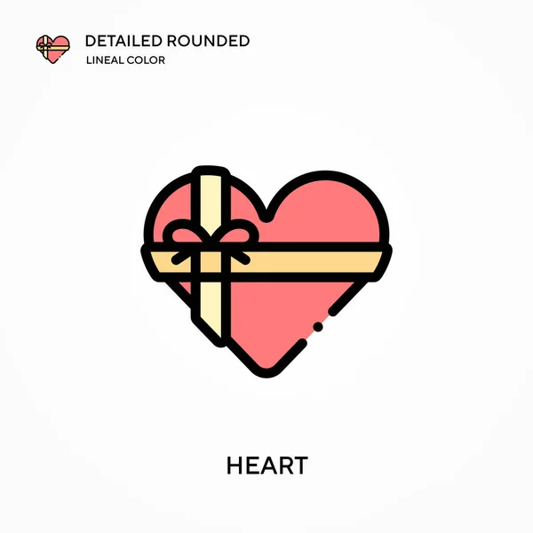 Corazón Detallado Redondeado Icono Vector Color Lineal Plantilla Diseño Símbolo — Archivo Imágenes Vectoriales