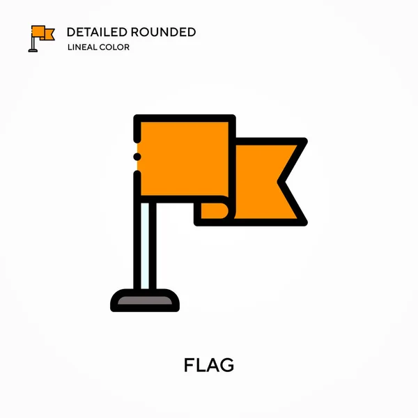 Bandeira Detalhada Ícone Vetorial Cor Linear Arredondada Modelo Design Símbolo —  Vetores de Stock