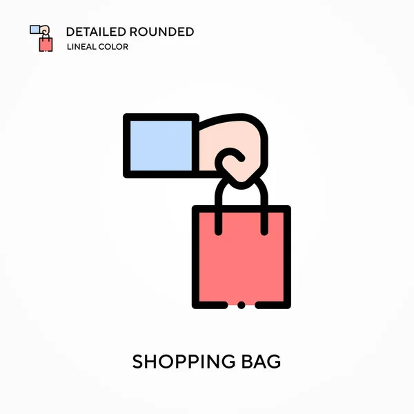 Bolsa Compras Detallada Redondeada Icono Vector Color Lineal Plantilla Diseño — Vector de stock