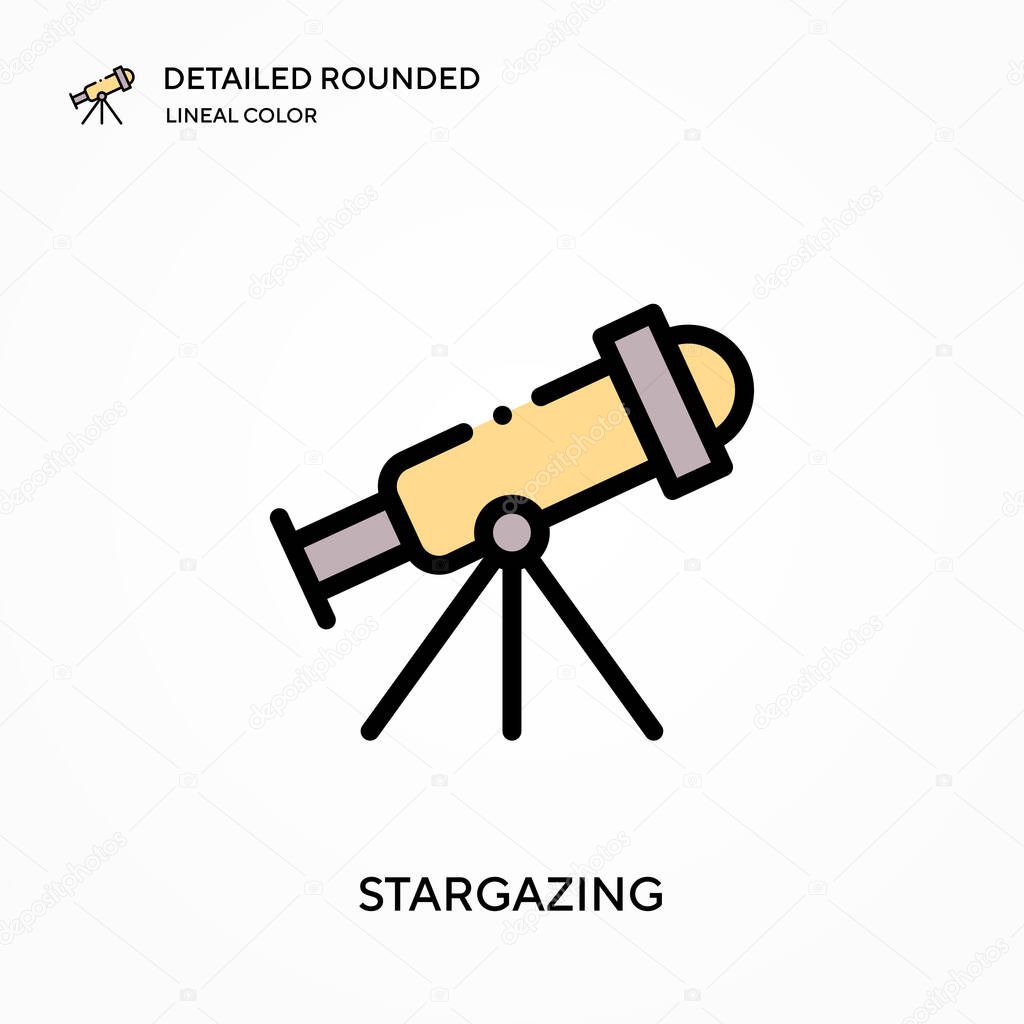 Stargazing detailed rounded lineal color vector icon. Illustration symbol design template for web mobile UI element. Perfect color modern pictogram on editable stroke. Stargazing icons for your business project