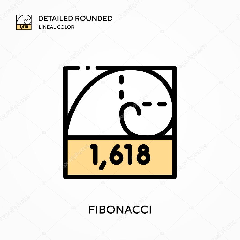Fibonacci detailed rounded lineal color vector icon. Illustration symbol design template for web mobile UI element. Perfect color modern pictogram on editable stroke. Fibonacci icons for your business project