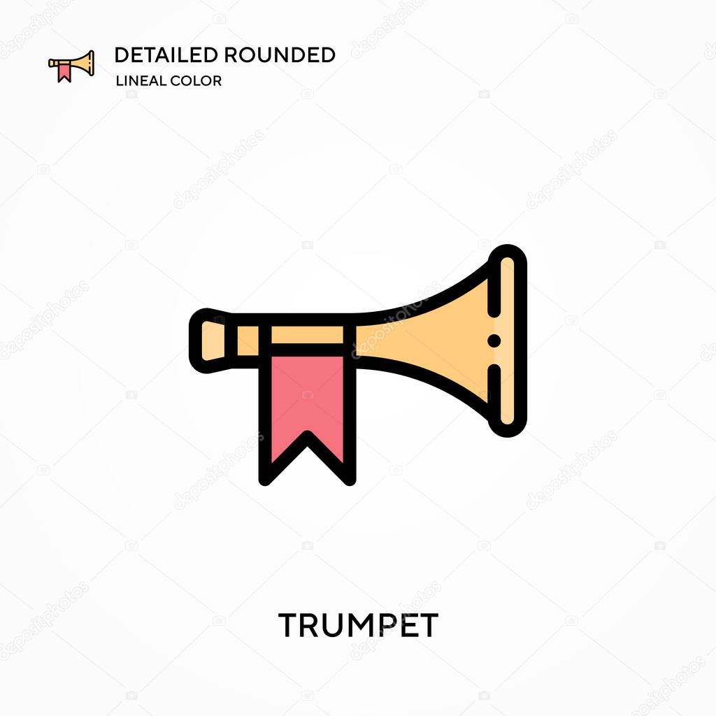 Trumpet detailed rounded lineal color vector icon. Illustration symbol design template for web mobile UI element. Perfect color modern pictogram on editable stroke. Trumpet icons for your business project