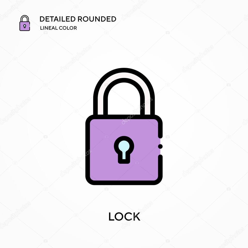 Lock detailed rounded lineal color vector icon. Illustration symbol design template for web mobile UI element. Perfect color modern pictogram on editable stroke. Lock icons for your business project