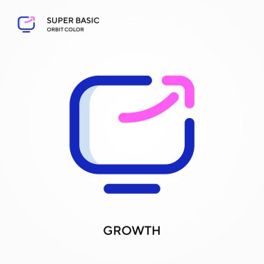 Büyüme süper temel yörünge renk vektörü simgesi. Web mobil UI ögesi için resimleme sembolü tasarım şablonu. Düzenlenebilir vuruş üzerine mükemmel renk modern pictogram.
