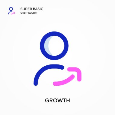 Büyüme süper temel yörünge renk vektörü simgesi. Web mobil UI ögesi için resimleme sembolü tasarım şablonu. Düzenlenebilir vuruş üzerine mükemmel renk modern pictogram.