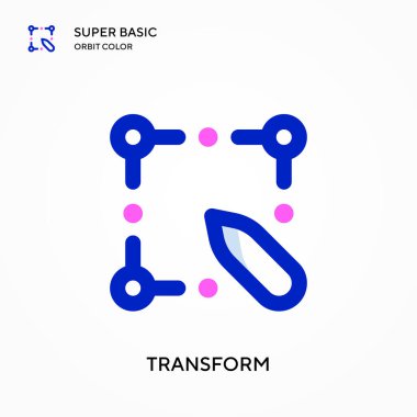 Süper temel yörünge renk vektör simgesini dönüştür. Web mobil UI ögesi için resimleme sembolü tasarım şablonu. Düzenlenebilir vuruş üzerine mükemmel renk modern pictogram.