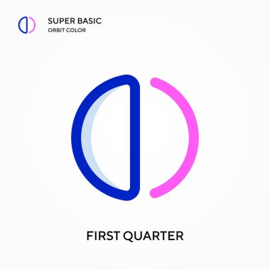 İlk çeyrekte süper temel yörünge renk vektörü simgesi. Web mobil UI ögesi için resimleme sembolü tasarım şablonu. Düzenlenebilir vuruş üzerine mükemmel renk modern pictogram.
