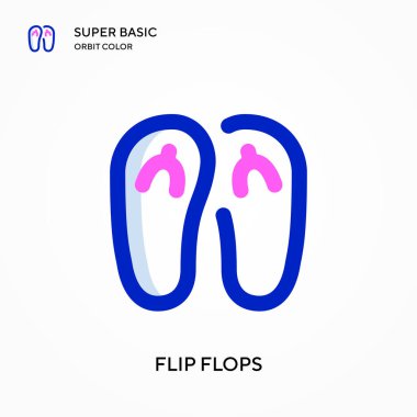 Flip flops süper temel yörünge renk vektörü simgesi. Web mobil UI ögesi için resimleme sembolü tasarım şablonu. Düzenlenebilir vuruş üzerine mükemmel renk modern pictogram.