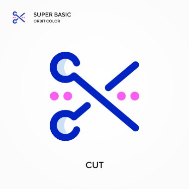 Süper temel yörünge renk vektör simgesini kes. Web mobil UI ögesi için resimleme sembolü tasarım şablonu. Düzenlenebilir vuruş üzerine mükemmel renk modern pictogram.