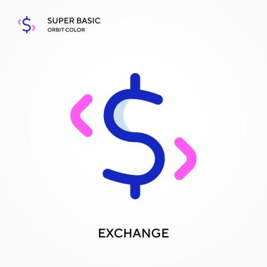 Süper temel yörünge renk vektör simgesini değiş tokuş et. Web mobil UI ögesi için resimleme sembolü tasarım şablonu. Düzenlenebilir vuruş üzerine mükemmel renk modern pictogram.