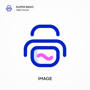 Görüntü süper temel yörünge renk vektörü simgesi. Web mobil UI ögesi için resimleme sembolü tasarım şablonu. Düzenlenebilir vuruş üzerine mükemmel renk modern pictogram.