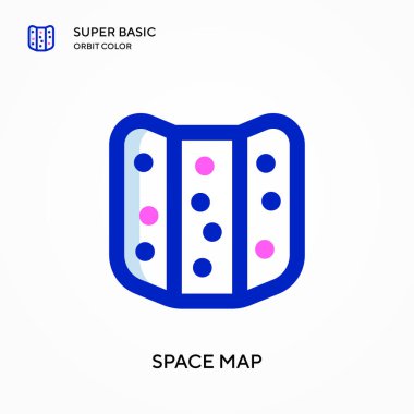 Uzay haritası süper temel yörünge renk vektörü simgesi. Web mobil UI ögesi için resimleme sembolü tasarım şablonu. Düzenlenebilir vuruş üzerine mükemmel renk modern pictogram.