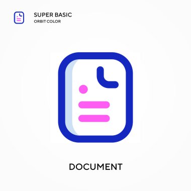 Belge süper temel yörünge renk vektörü simgesi. Web mobil UI ögesi için resimleme sembolü tasarım şablonu. Düzenlenebilir vuruş üzerine mükemmel renk modern pictogram.