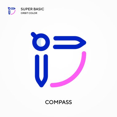 Pusula süper temel yörünge renk vektör simgesi. Web mobil UI ögesi için resimleme sembolü tasarım şablonu. Düzenlenebilir vuruş üzerine mükemmel renk modern pictogram.