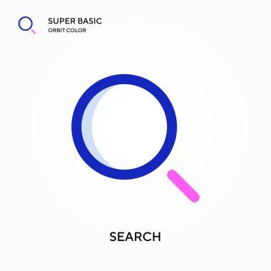 Süper temel yörünge renk vektör simgesini ara. Web mobil UI ögesi için resimleme sembolü tasarım şablonu. Düzenlenebilir vuruş üzerine mükemmel renk modern pictogram.