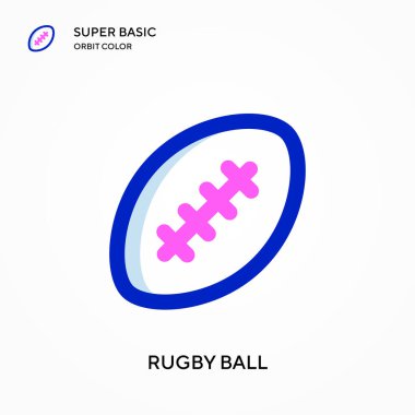 Rugby topu süper temel yörünge renk vektör simgesi. Web mobil UI ögesi için resimleme sembolü tasarım şablonu. Düzenlenebilir vuruş üzerine mükemmel renk modern pictogram.