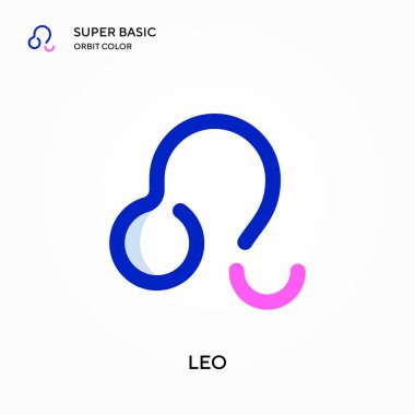 Leo süper temel yörünge renk vektörü simgesi. Web mobil UI ögesi için resimleme sembolü tasarım şablonu. Düzenlenebilir vuruş üzerine mükemmel renk modern pictogram.