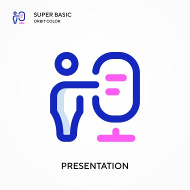 Sunum süper temel yörünge renk vektörü simgesi. Web mobil UI ögesi için resimleme sembolü tasarım şablonu. Düzenlenebilir vuruş üzerine mükemmel renk modern pictogram.