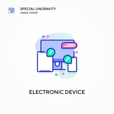 Elektronik cihaz özel yerçekimsiz doğrusal renk simgesi. Modern vektör illüstrasyon kavramları. Düzenlemesi ve kişiselleştirmesi kolay.