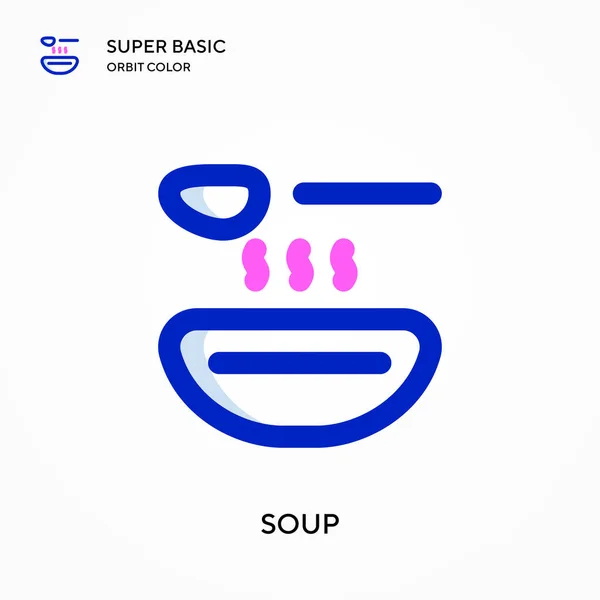 Soup super basic orbit color vector icon. Illustration symbol design template for web mobile UI element. Perfect color modern pictogram on editable stroke. — Stock Illustration Soup Super Basic Orbit Color Vector Icon Illustration Symbol Design Royalty Free Stock Vectors