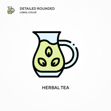 Bitkisel çay ikonu. Modern vektör illüstrasyon kavramları. Düzenlemesi ve kişiselleştirmesi kolay.