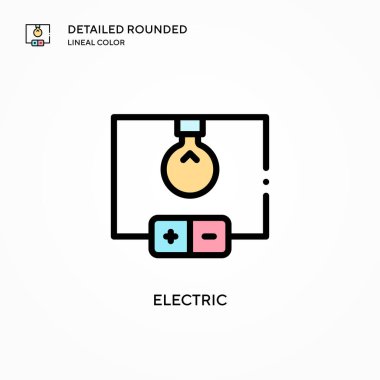 Elektrik vektör simgesi. Modern vektör illüstrasyon kavramları. Düzenlemesi ve kişiselleştirmesi kolay.