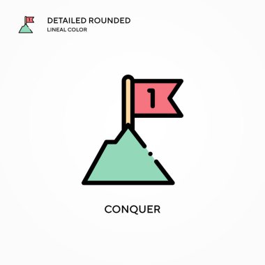 Conquer vektör simgesi. Modern vektör illüstrasyon kavramları. Düzenlemesi ve kişiselleştirmesi kolay.