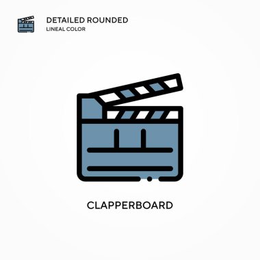 Alkış tahtası vektör simgesi. Modern vektör illüstrasyon kavramları. Düzenlemesi ve kişiselleştirmesi kolay.