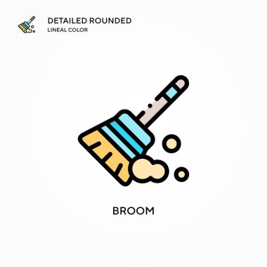 Süpürge vektör simgesi. Modern vektör illüstrasyon kavramları. Düzenlemesi ve kişiselleştirmesi kolay.