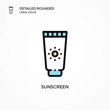 Güneş kremi ikonu. Modern vektör illüstrasyon kavramları. Düzenlemesi ve kişiselleştirmesi kolay.