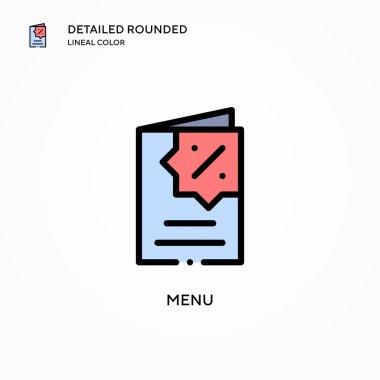 Menü vektör simgesi. Modern vektör illüstrasyon kavramları. Düzenlemesi ve kişiselleştirmesi kolay.